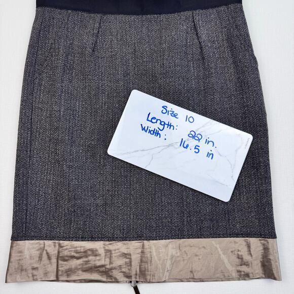 BCBG wool straight Skirt size 10 Metallic band - Picture 3 of 13